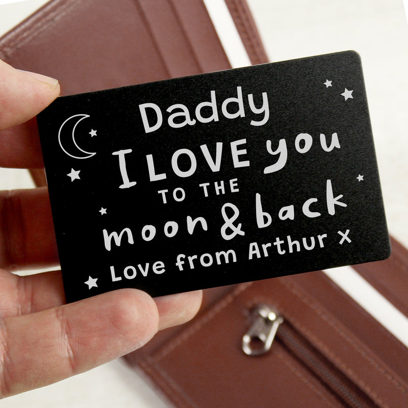 Personalised To The Moon & Back Black Wallet Card Keepsakes Everything Personal