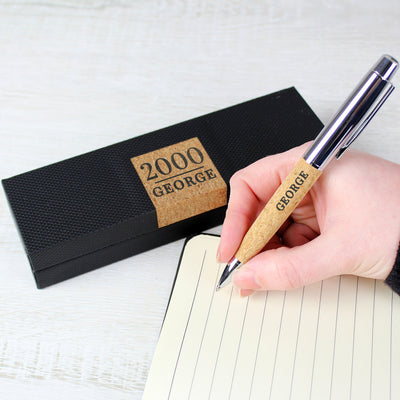Personalised Date & Name Cork Pen Set Stationery & Pens Everything Personal