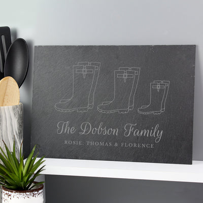 Personalised Welly Boot Family of Three Slate Slate Everything Personal