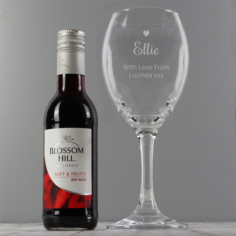 Personalised Red Wine & Heart Wine Glass Set Alcohol Everything Personal