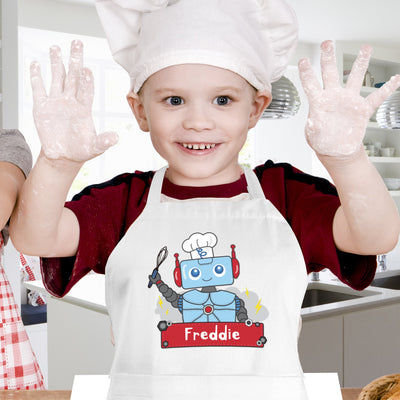 Personalised Robot Children's Apron Kitchen, Baking & Dining Gifts Everything Personal