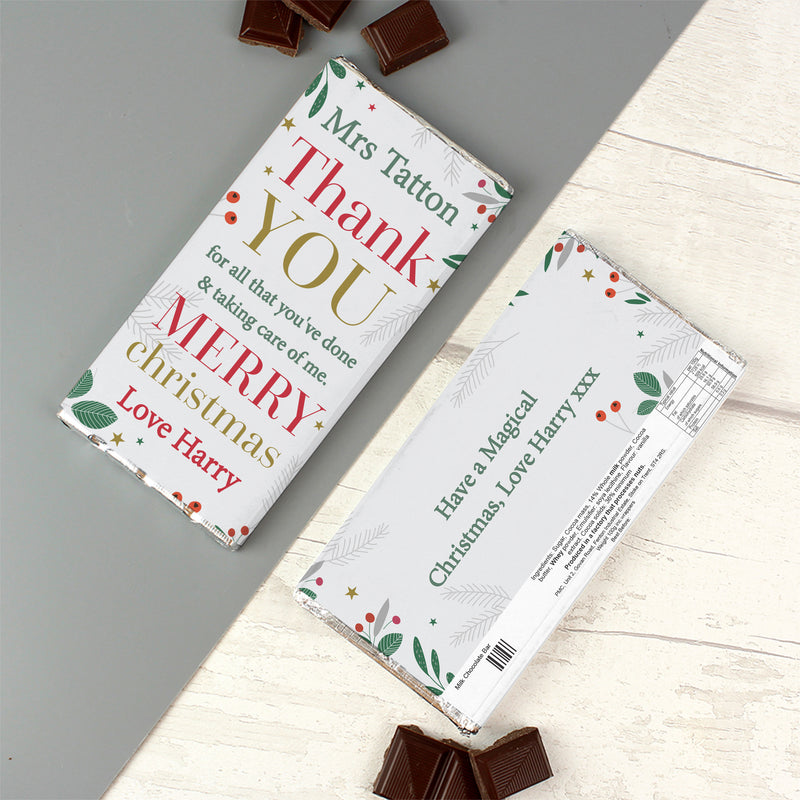 Personalised Thank You Milk Chocolate Bar Confectionery Everything Personal