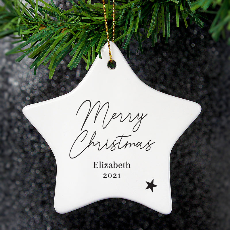 Personalised Ceramic Star Decoration Christmas Decorations Everything Personal