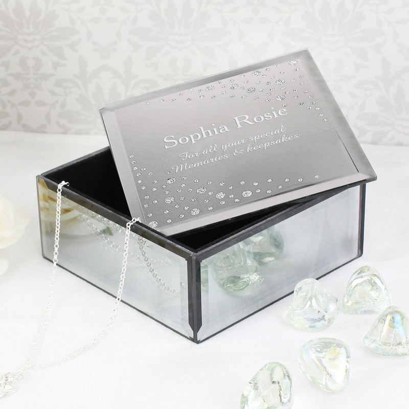 Personalised Diamante Name & Message Glass Trinket Box Trinket, Jewellery & Keepsake Boxes Everything Personal