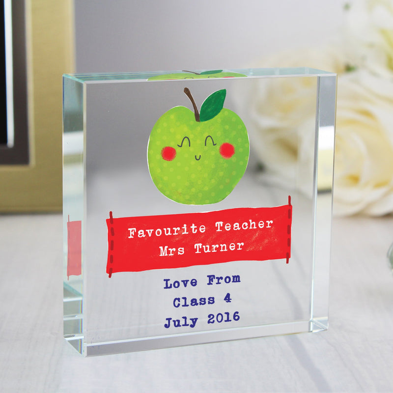 Personalised Apple for the Teacher Large Crystal Token Ornaments Everything Personal