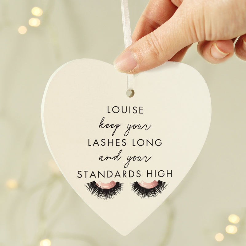 Personalised Eyelash Wooden Heart Decoration Hanging Decorations & Signs Everything Personal