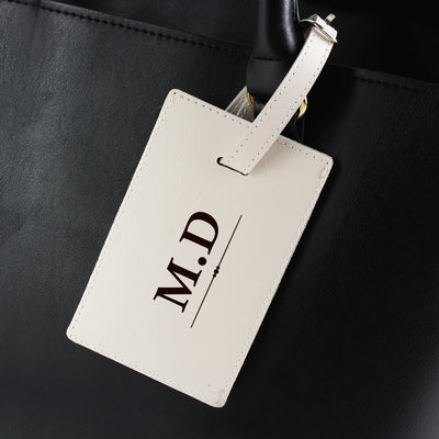 Personalised Classic Initials Cream Luggage Tag Leather & Leatherette Everything Personal