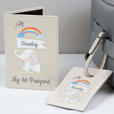 Personalised My 1st Cream Passport Holder & Luggage Tag Set Leather & Leatherette Everything Personal